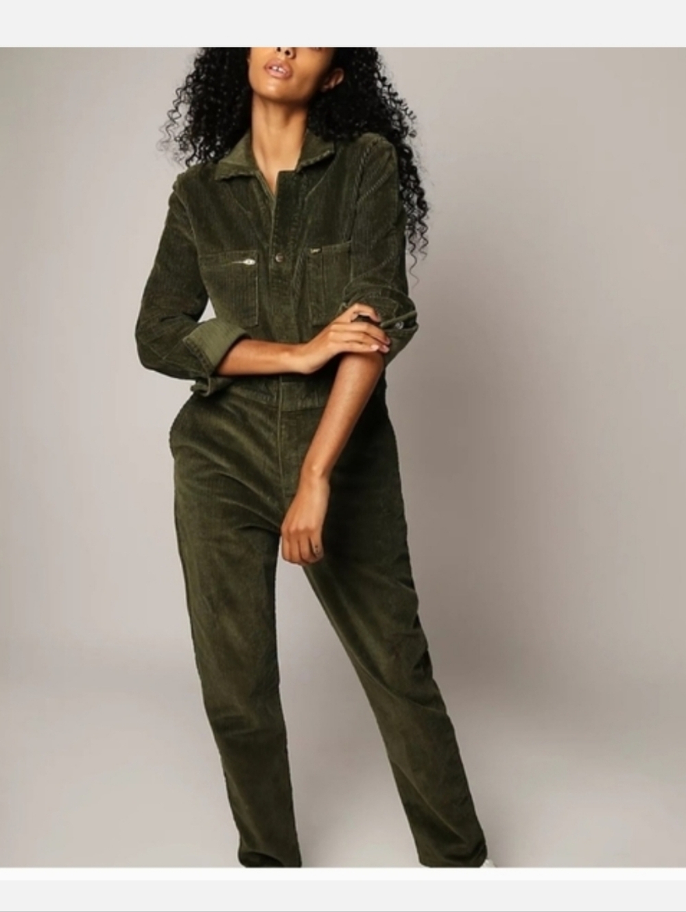 Lee Union Alls Jumpsuit Corduroy Utility Jumpsuit in Dark Green Medium